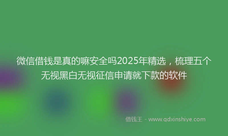 微信借钱是真的嘛安全吗2025年精选，梳理五个无视黑白无视征信申请就下款的软件