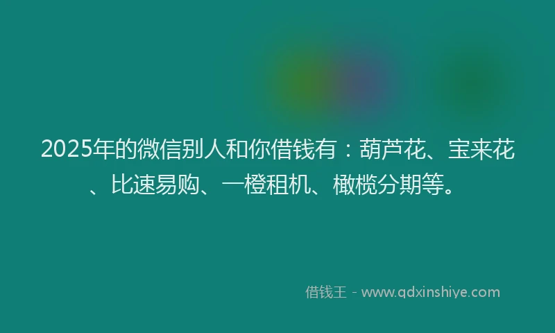 2025年的微信别人和你借钱有：葫芦花、宝来花、比速易购、一橙租机、橄榄分期等。
