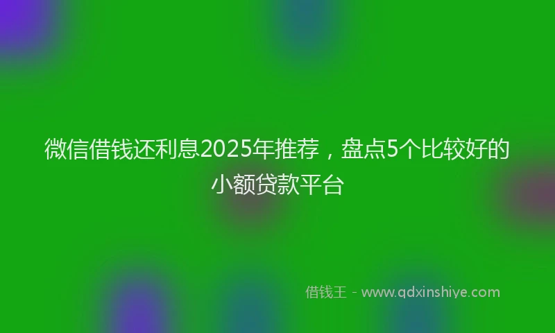 微信借钱还利息2025年推荐，盘点5个比较好的小额贷款平台
