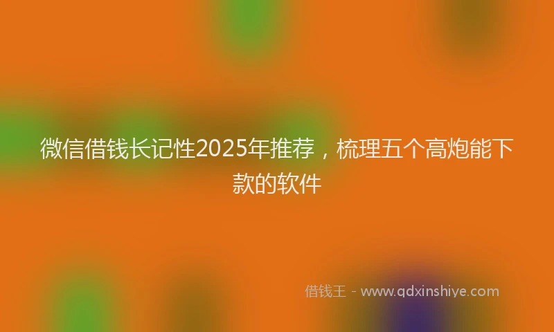 微信借钱长记性2025年推荐，梳理五个高炮能下款的软件