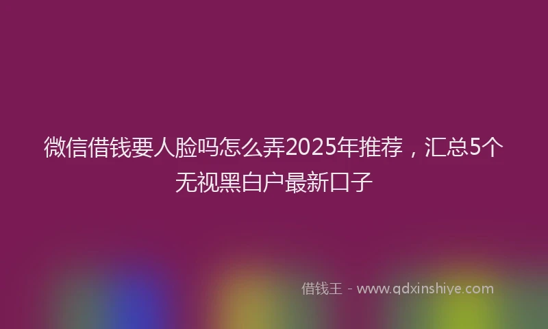 微信借钱要人脸吗怎么弄2025年推荐，汇总5个无视黑白户最新口子