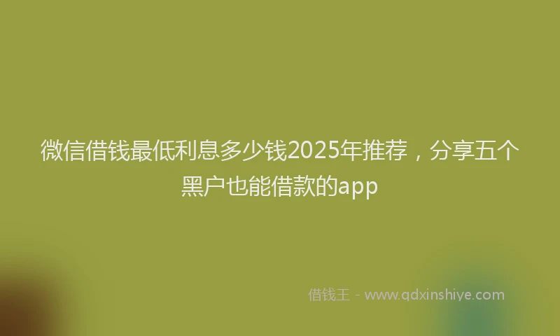 微信借钱最低利息多少钱2025年推荐，分享五个黑户也能借款的app