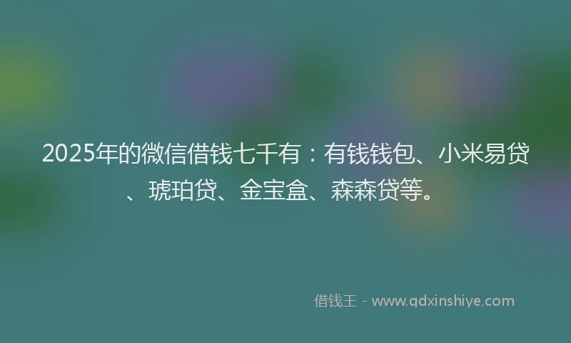 2025年的微信借钱七千有：有钱钱包、小米易贷、琥珀贷、金宝盒、森森贷等。