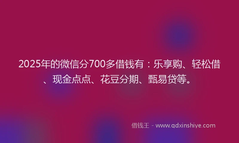 2025年的微信分700多借钱有：乐享购、轻松借、现金点点、花豆分期、甄易贷等。