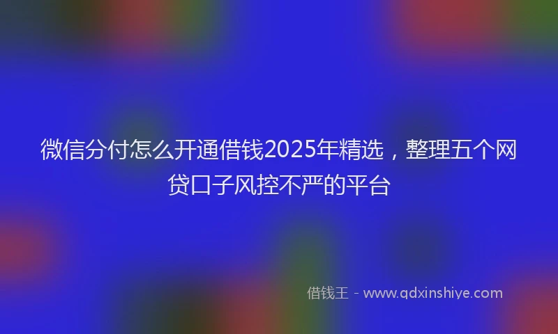 微信分付怎么开通借钱2025年精选，整理五个网贷口子风控不严的平台