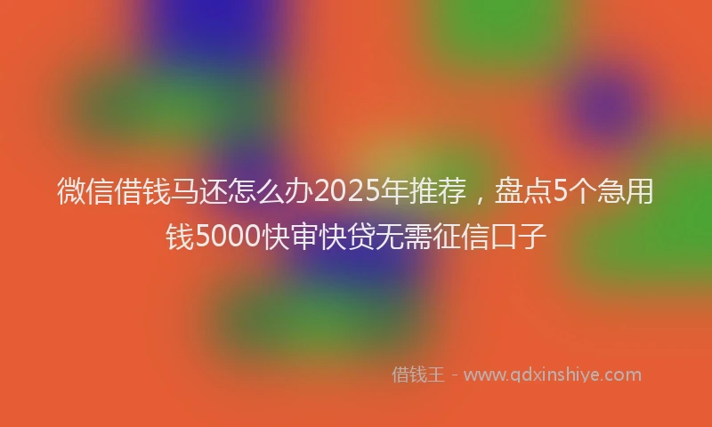 微信借钱马还怎么办2025年推荐，盘点5个急用钱5000快审快贷无需征信口子