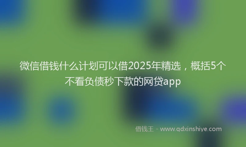 微信借钱什么计划可以借2025年精选，概括5个不看负债秒下款的网贷app