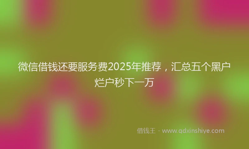 微信借钱还要服务费2025年推荐，汇总五个黑户烂户秒下一万