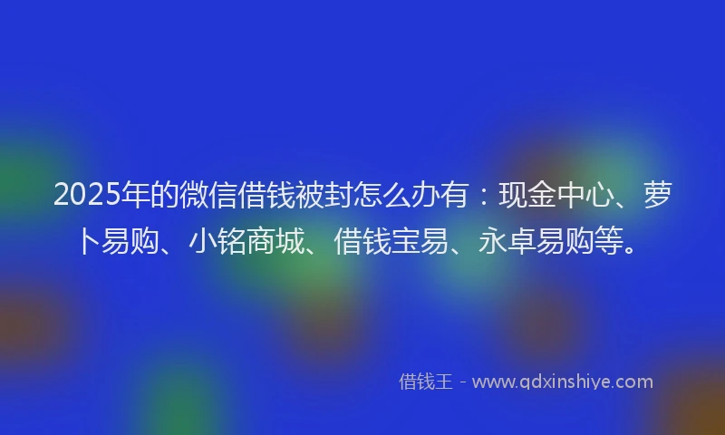 2025年的微信借钱被封怎么办有：现金中心、萝卜易购、小铭商城、借钱宝易、永卓易购等。