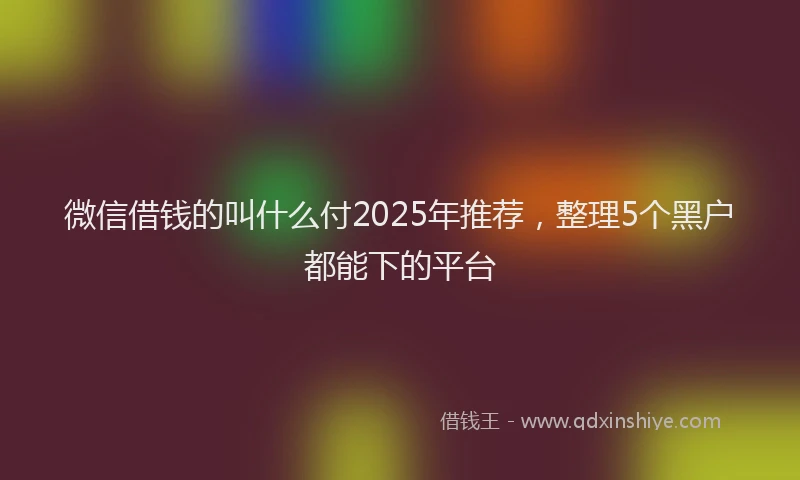 微信借钱的叫什么付2025年推荐，整理5个黑户都能下的平台