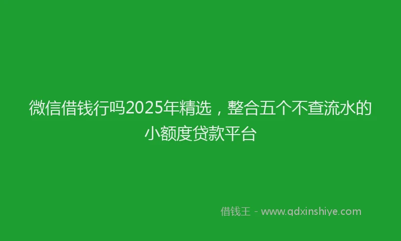 微信借钱行吗2025年精选，整合五个不查流水的小额度贷款平台