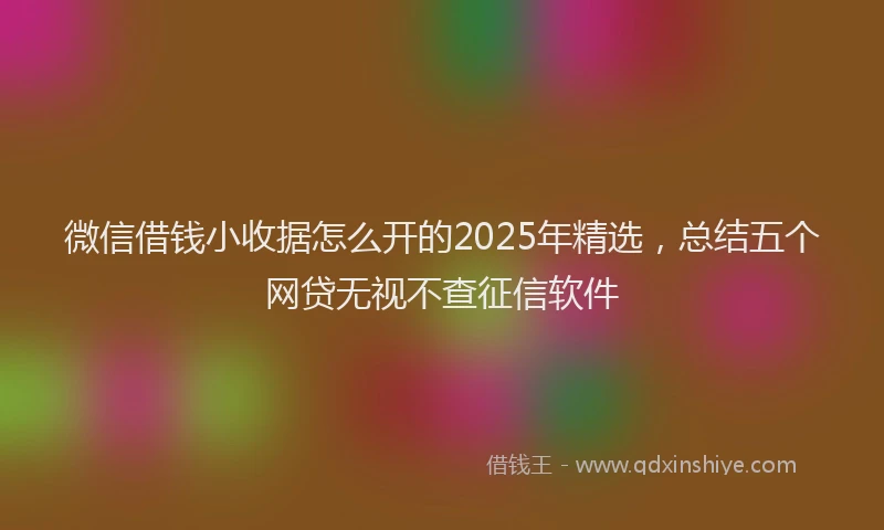 微信借钱小收据怎么开的2025年精选，总结五个网贷无视不查征信软件
