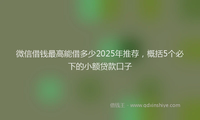 微信借钱最高能借多少2025年推荐，概括5个必下的小额贷款口子