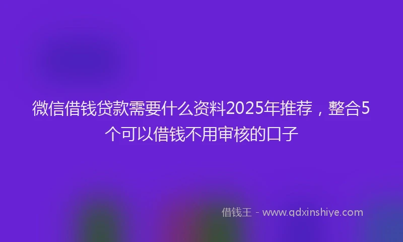 微信借钱贷款需要什么资料2025年推荐，整合5个可以借钱不用审核的口子