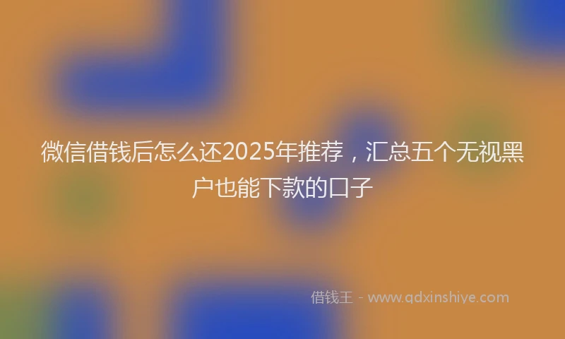 微信借钱后怎么还2025年推荐，汇总五个无视黑户也能下款的口子