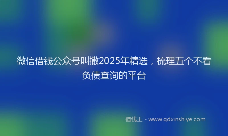 微信借钱公众号叫撒2025年精选，梳理五个不看负债查询的平台
