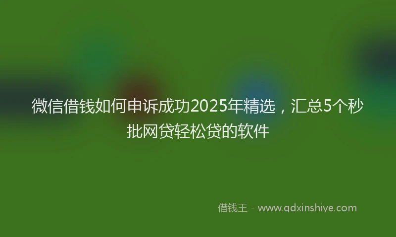 微信借钱如何申诉成功2025年精选，汇总5个秒批网贷轻松贷的软件