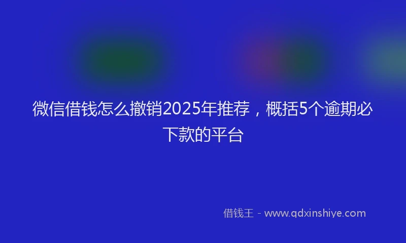 微信借钱怎么撤销2025年推荐，概括5个逾期必下款的平台