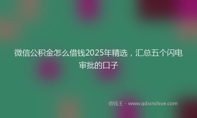 微信公积金怎么借钱2025年精选，汇总五个闪电审批的口子