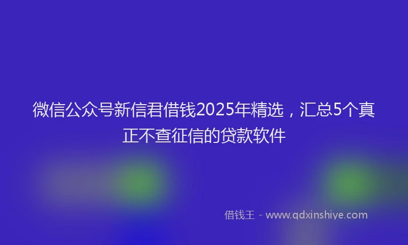 微信公众号新信君借钱2025年精选，汇总5个真正不查征信的贷款软件