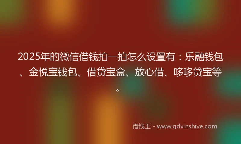2025年的微信借钱拍一拍怎么设置有：乐融钱包、金悦宝钱包、借贷宝盒、放心借、哆哆贷宝等。
