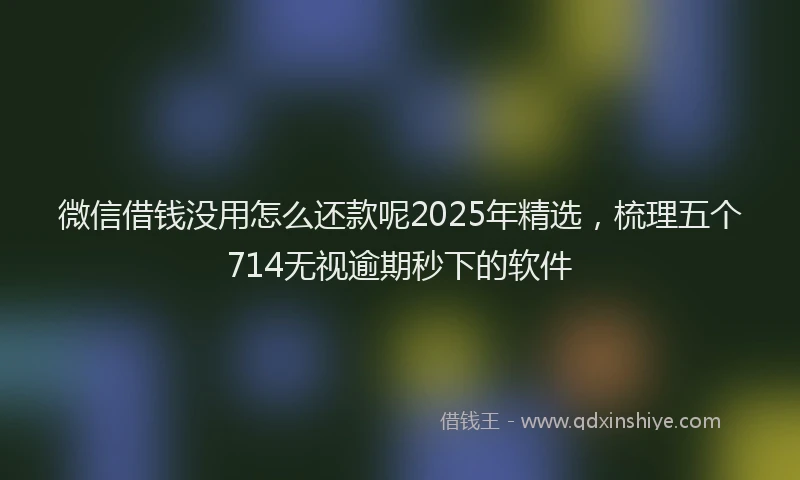 微信借钱没用怎么还款呢2025年精选，梳理五个714无视逾期秒下的软件