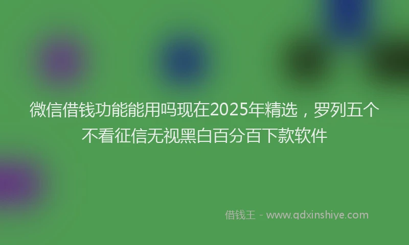 微信借钱功能能用吗现在2025年精选，罗列五个不看征信无视黑白百分百下款软件