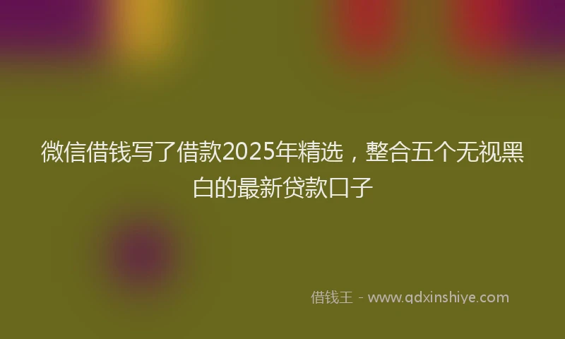 微信借钱写了借款2025年精选，整合五个无视黑白的最新贷款口子