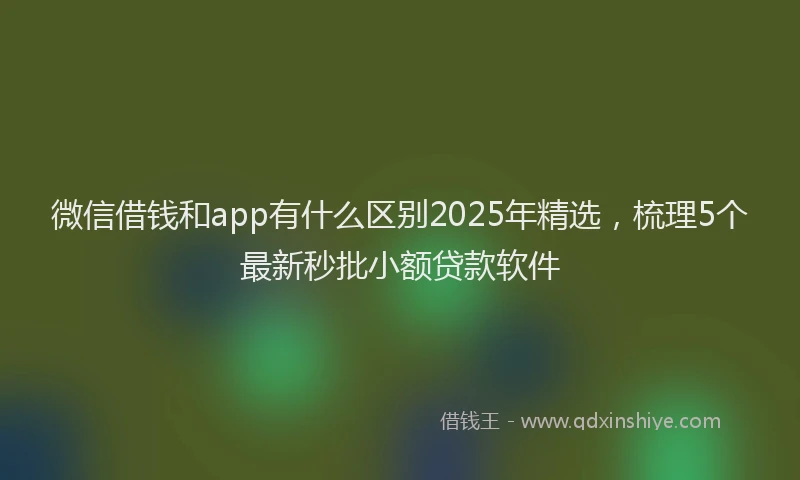 微信借钱和app有什么区别2025年精选，梳理5个最新秒批小额贷款软件