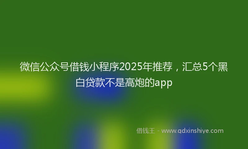 微信公众号借钱小程序2025年推荐，汇总5个黑白贷款不是高炮的app