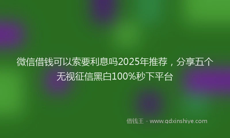 微信借钱可以索要利息吗2025年推荐，分享五个无视征信黑白100%秒下平台