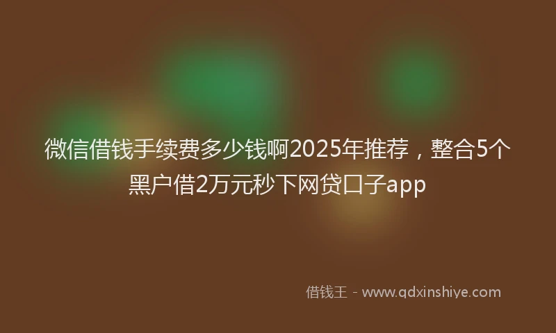微信借钱手续费多少钱啊2025年推荐，整合5个黑户借2万元秒下网贷口子app