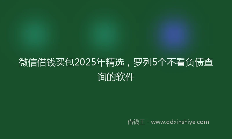 微信借钱买包2025年精选，罗列5个不看负债查询的软件