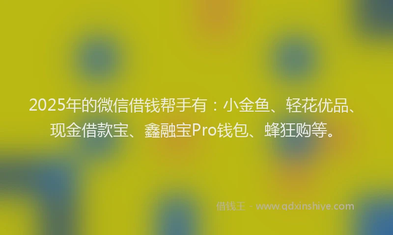 2025年的微信借钱帮手有：小金鱼、轻花优品、现金借款宝、鑫融宝Pro钱包、蜂狂购等。