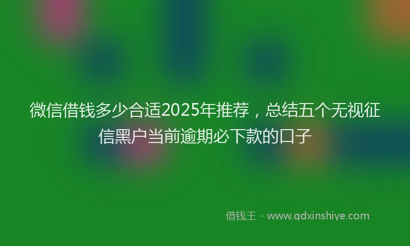 微信借钱多少合适2025年推荐，总结五个无视征信黑户当前逾期必下款的口子