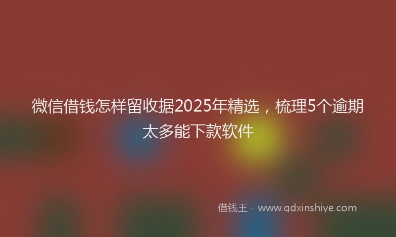 微信借钱怎样留收据2025年精选，梳理5个逾期太多能下款软件