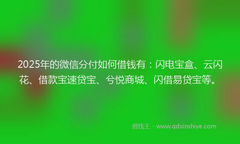 2025年的微信分付如何借钱有：闪电宝盒、云闪花、借款宝速贷宝、兮悦商城、闪借易贷宝等。