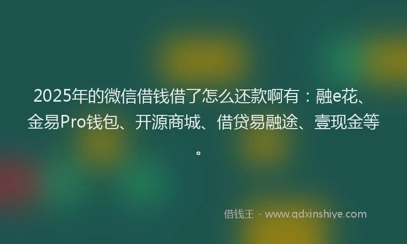 2025年的微信借钱借了怎么还款啊有：融e花、金易Pro钱包、开源商城、借贷易融途、壹现金等。