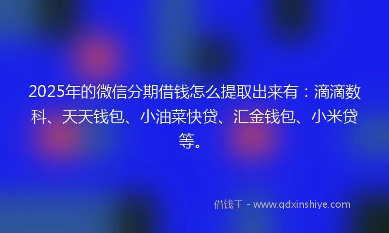 2025年的微信分期借钱怎么提取出来有：滴滴数科、天天钱包、小油菜快贷、汇金钱包、小米贷等。