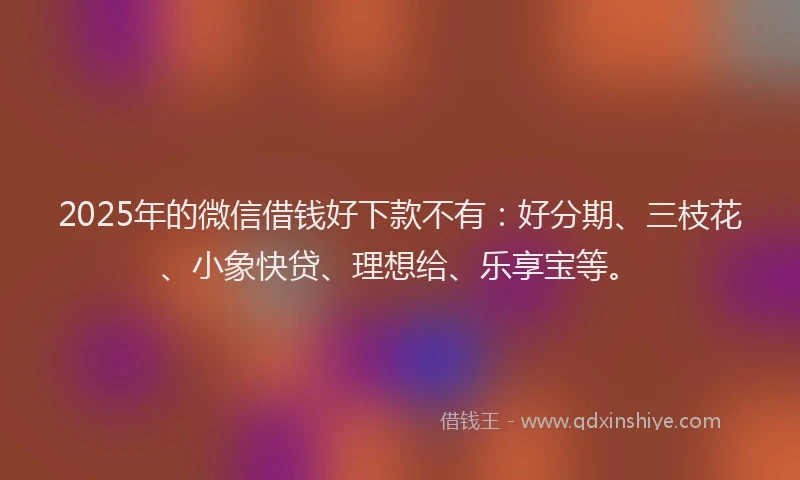 2025年的微信借钱好下款不有：好分期、三枝花、小象快贷、理想给、乐享宝等。