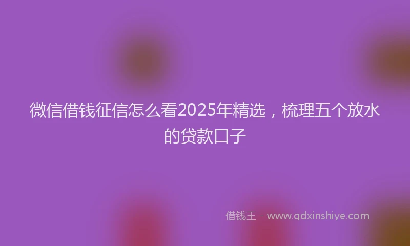 微信借钱征信怎么看2025年精选，梳理五个放水的贷款口子