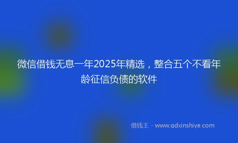 微信借钱无息一年2025年精选，整合五个不看年龄征信负债的软件