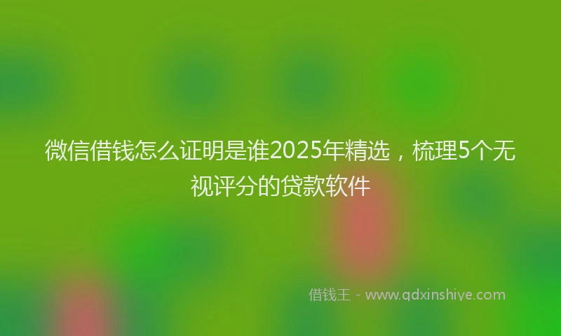 微信借钱怎么证明是谁2025年精选，梳理5个无视评分的贷款软件