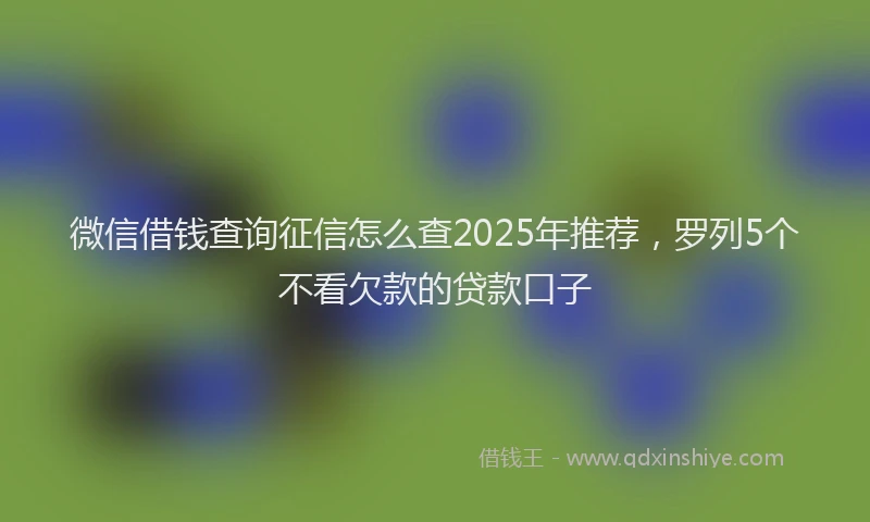 微信借钱查询征信怎么查2025年推荐，罗列5个不看欠款的贷款口子