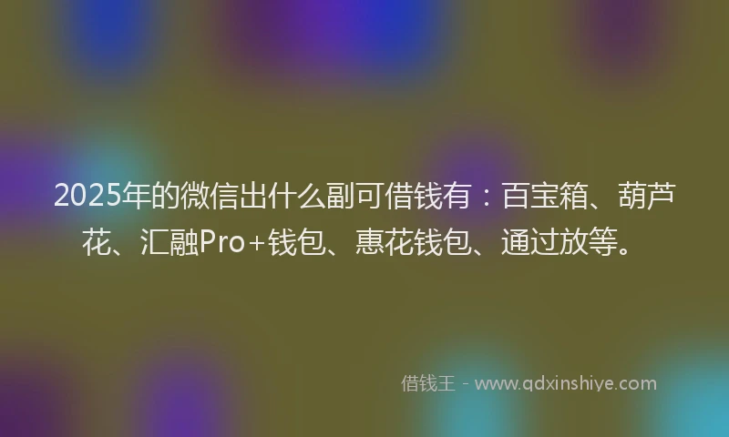 2025年的微信出什么副可借钱有：百宝箱、葫芦花、汇融Pro+钱包、惠花钱包、通过放等。