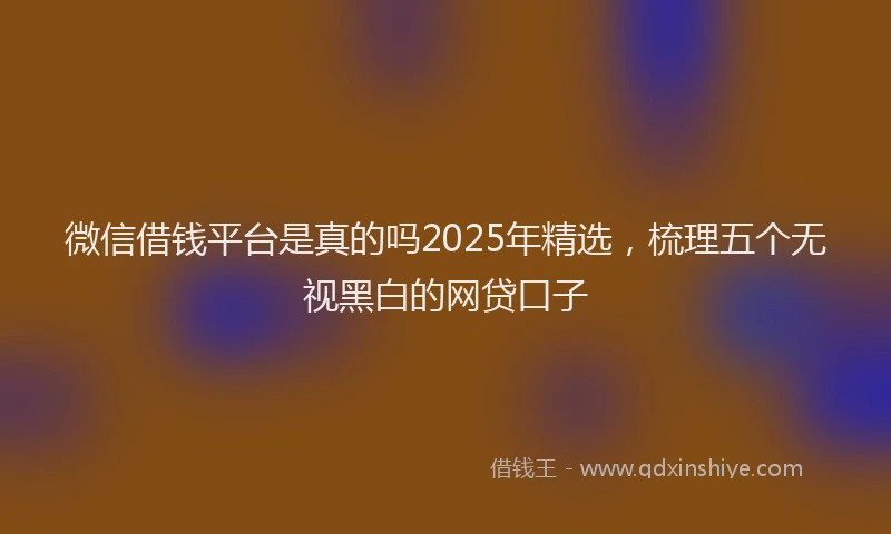 微信借钱平台是真的吗2025年精选，梳理五个无视黑白的网贷口子