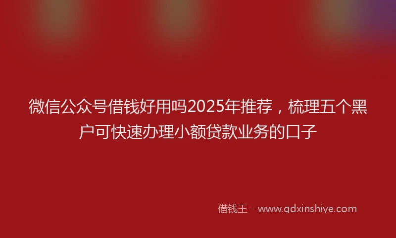 微信公众号借钱好用吗2025年推荐，梳理五个黑户可快速办理小额贷款业务的口子