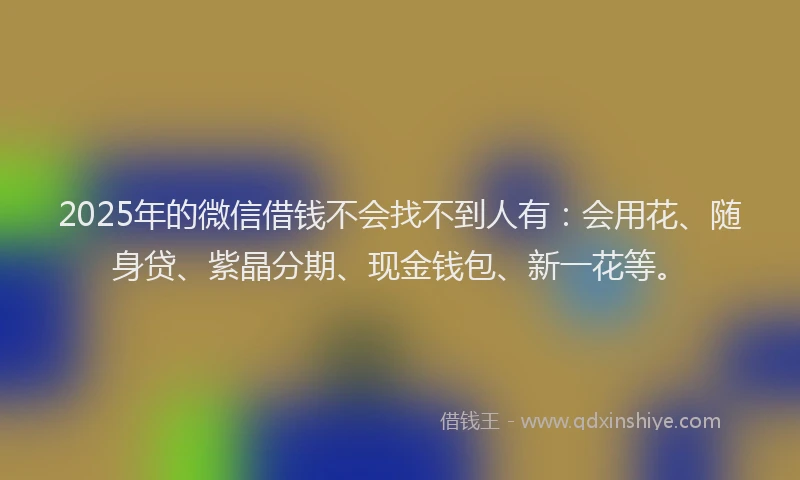2025年的微信借钱不会找不到人有：会用花、随身贷、紫晶分期、现金钱包、新一花等。