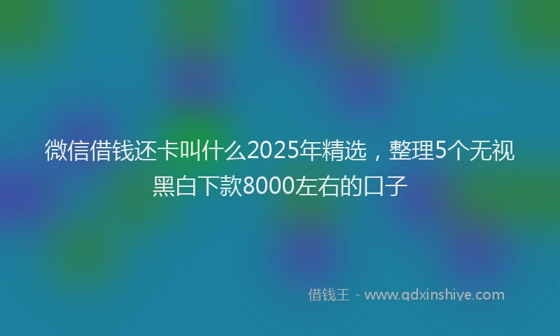 微信借钱还卡叫什么2025年精选，整理5个无视黑白下款8000左右的口子
