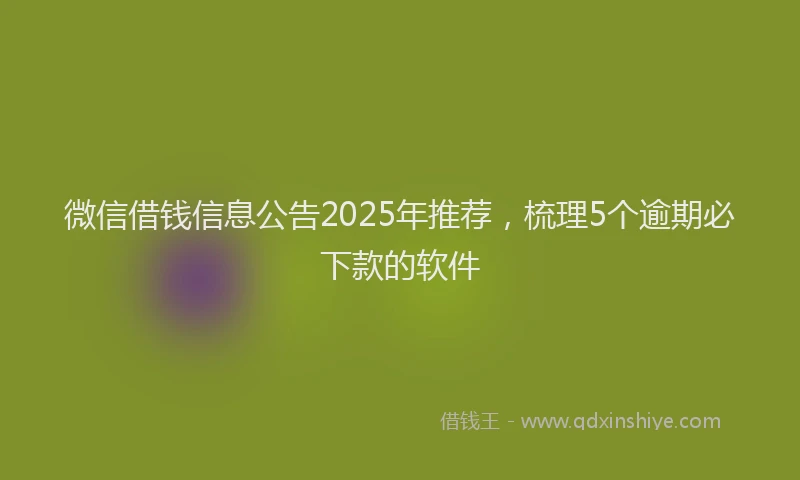 微信借钱信息公告2025年推荐，梳理5个逾期必下款的软件